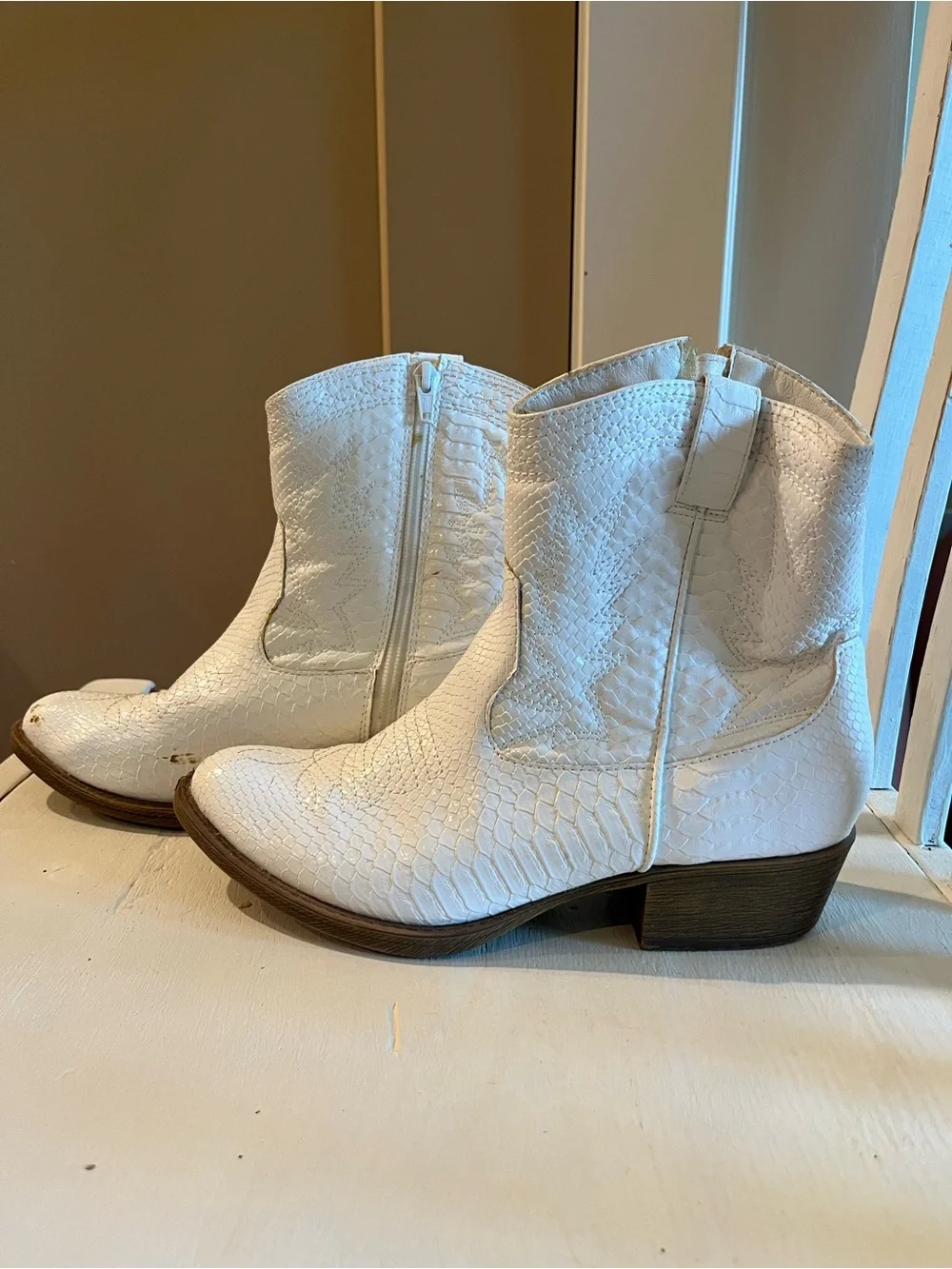 White Ankle Cowgirl Boots